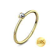 14K Gold CZ Circular Nose Ring G14NSKR-874